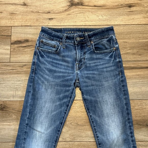 American Eagle AE Skinny Fit Denim Jeans SZ 28x30 Blue Stretch Next Level Flex - Picture 2 of 12